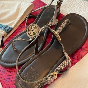 Tory Burch Dani Diamond Roccia Snake Print Sandals